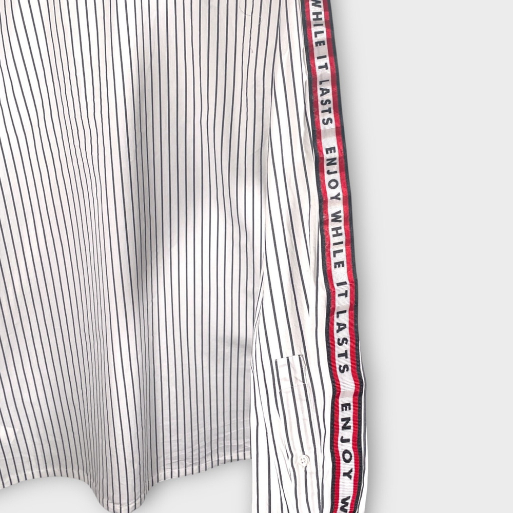 Zara Relaxed Fit Shirt Mens LARGE Slogan "Enjoy While It Lasts" Casual City EUC - Picture 3 of 8